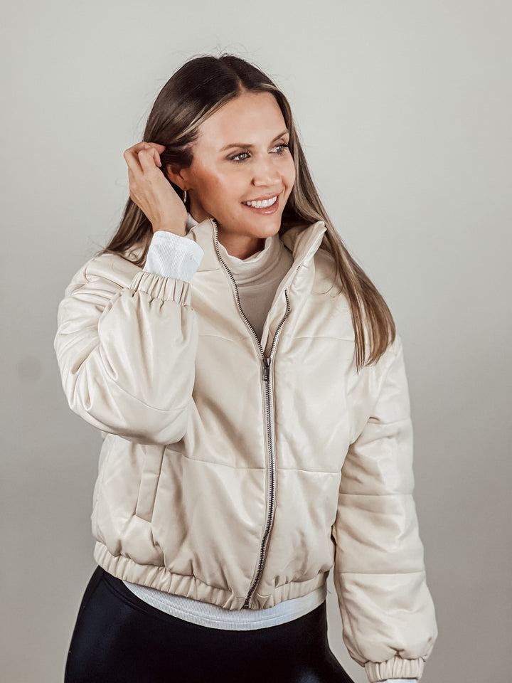Faux Leather Bomber
