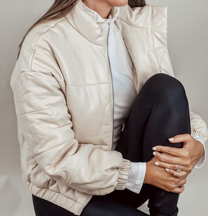 Faux Leather Bomber