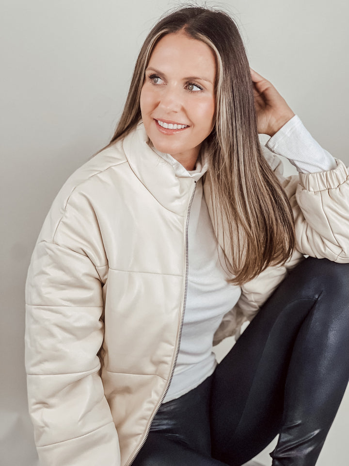 Faux Leather Bomber