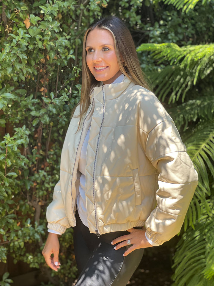 Faux Leather Bomber