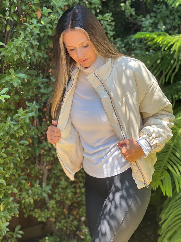 Faux Leather Bomber