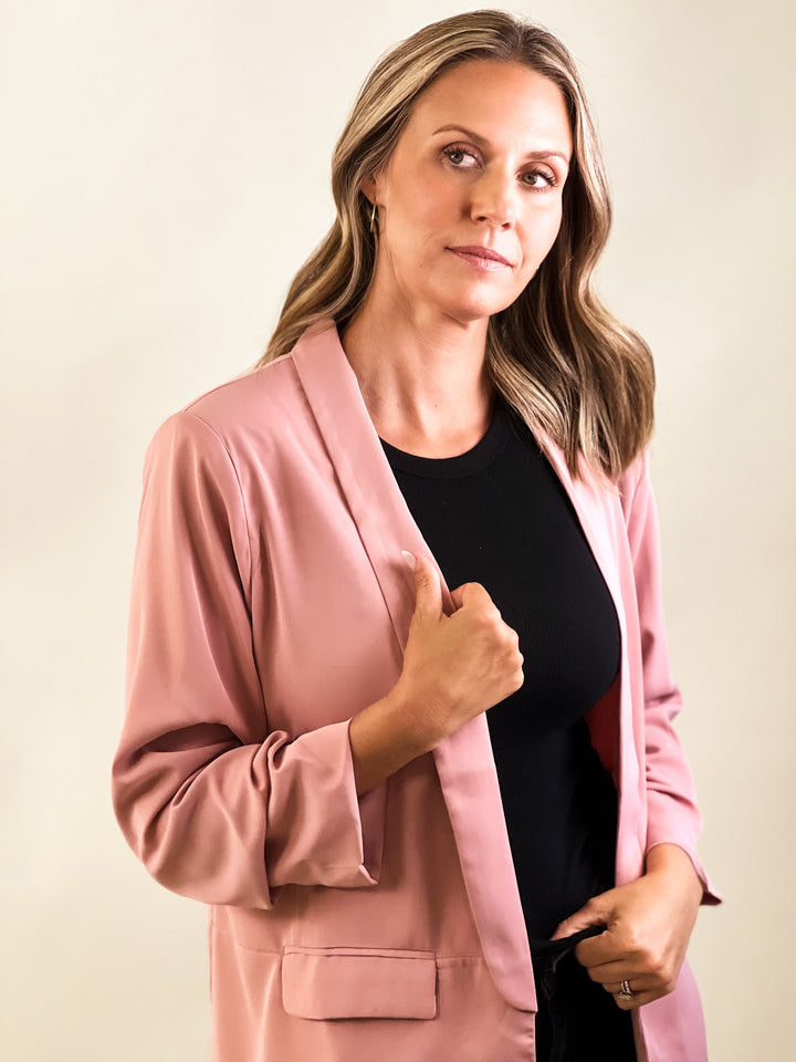Ruched-Sleeve Blazer