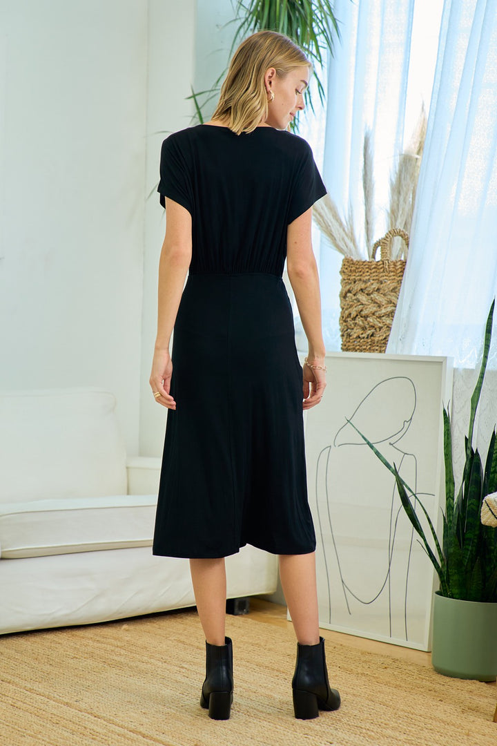 Boat Neck Ruched Midi