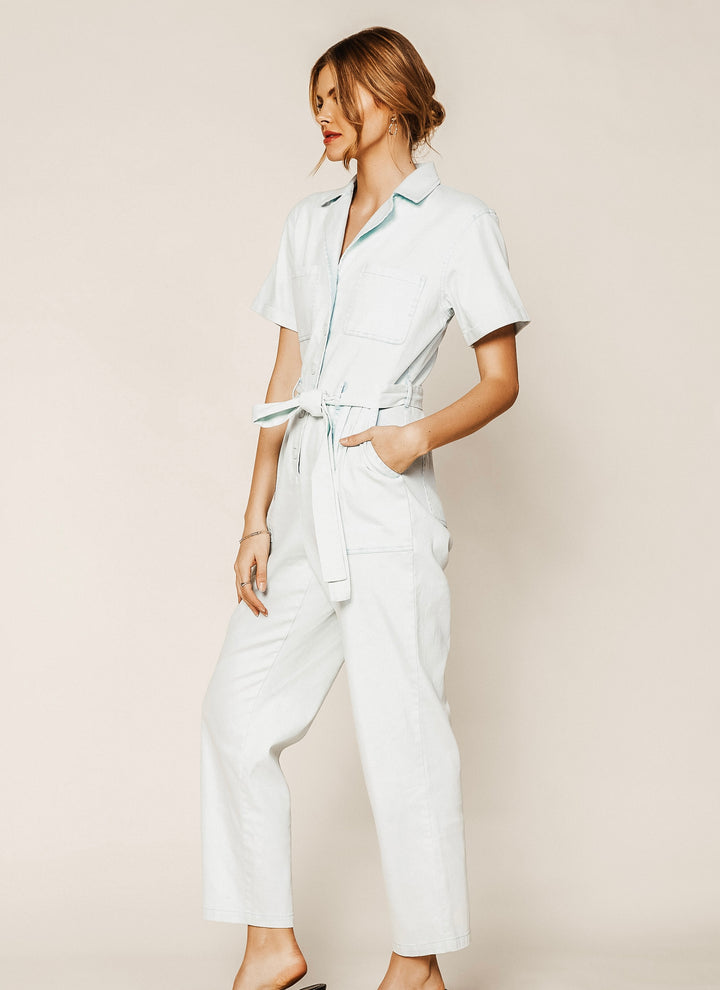 Washed Waist Tie Jumpsuit