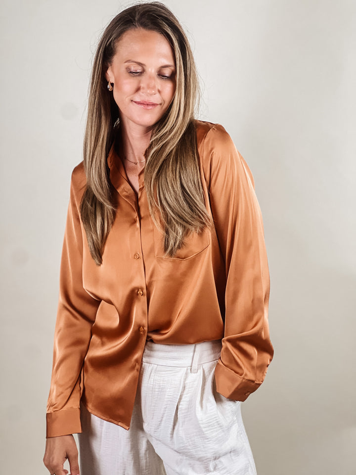 Latte Satin Button-up